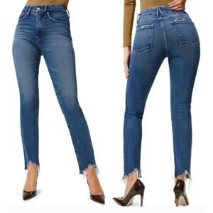Good American Good Legs Chewed Hem Straight Leg Jean in Blue 661, 4/27